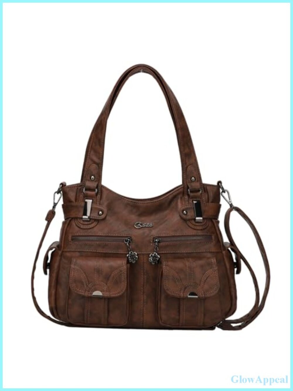 Women's Large Hobo Tote PU Leather Multi-Pocket Shoulder Bag